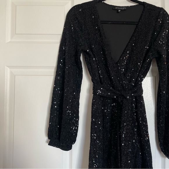 Dynamite Sequin Wrap Dress - Picture 6 of 7